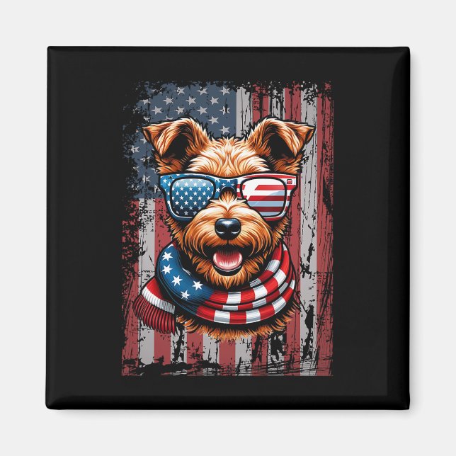 Aimant Gallois Terrier Amoureux des chiens Us Drapeau 4 j (Devant)