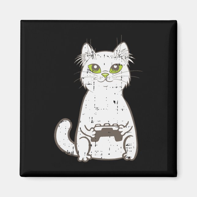 Aimant Gamer Cat Video Game Controller Cute Gaming Geek G (Devant)