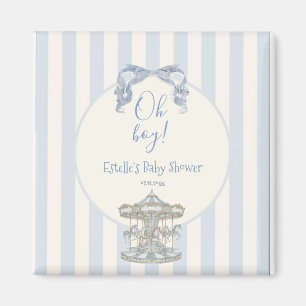 Aimant Garçon Bleu Arc-en-ciel Vintage Baby Shower