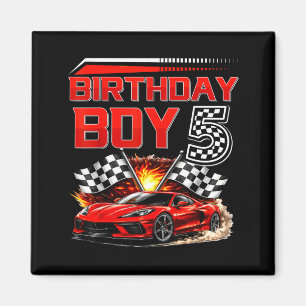 Aimant Garçon d'anniversaire 5 ans voiture de course 5ème