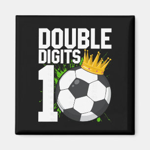 Aimant Garçon de football Anniversaire 10 ans Double Chif