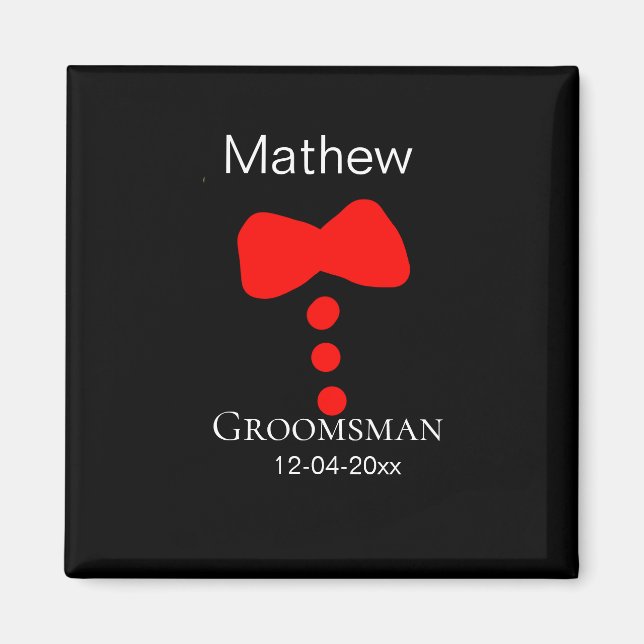 Aimant garçon d'honneur ajoutez nom année nœud papillon n (Devant)