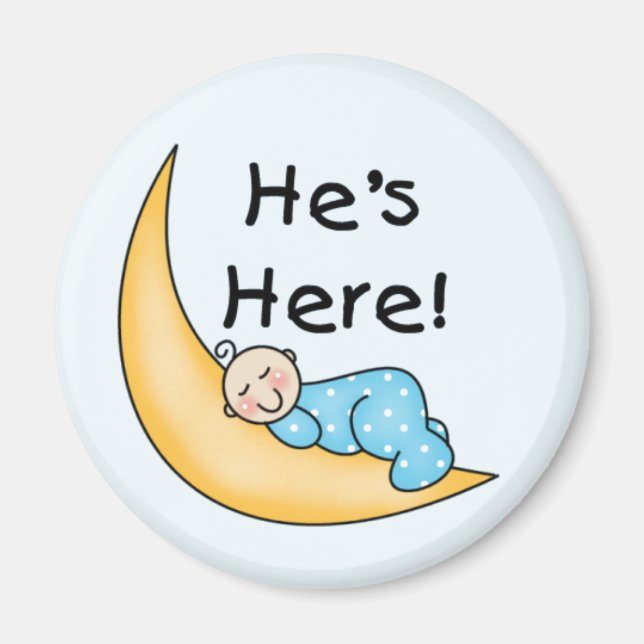 Aimant Garçon sur Lune Il est ici (Devant)