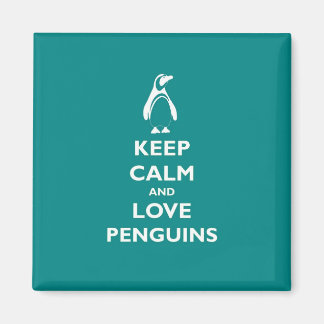 Aimant Gardez le calme et l'amour pingouins