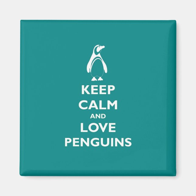 Aimant Gardez le calme et l'amour pingouins (Devant)