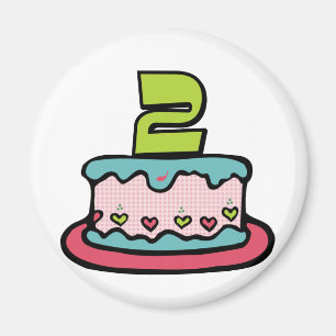 Aimant Gâteau d'anniversaire de 2 ans