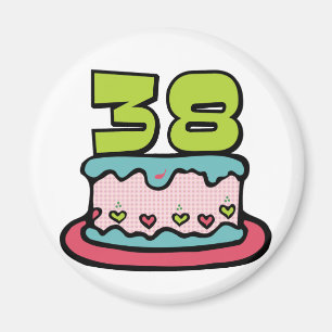 Aimant Gâteau d'anniversaire de 38 ans