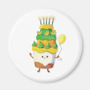 Aimant Gâteau d'anniversaire mignon de Kawaii