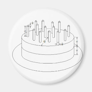 Aimant Gâteau d'anniversaire - style architectural rédi