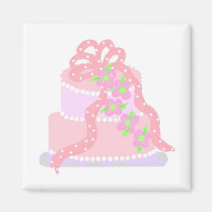 Aimant Gâteau élégant au ruban rose