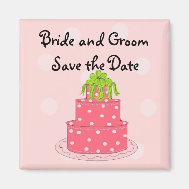 Aimant Gâteau Mariage rose Enregistrer la date (Devant)