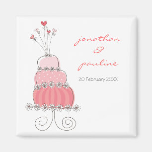 Aimant Gâteau Mariage Rose Sucré Whimsical Enregistrer La