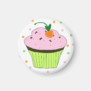 Aimant Gâteau rose givré avec des pois