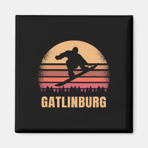 Aimant Gatlinburg Tennessee Snowboard extérieur Vintage