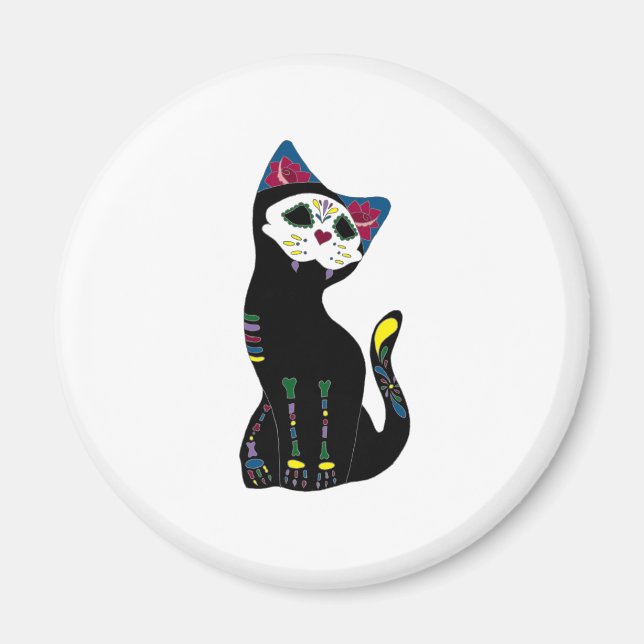 Aimant 'Gato Muerto' Dia De Los Muertos Chat (Devant)