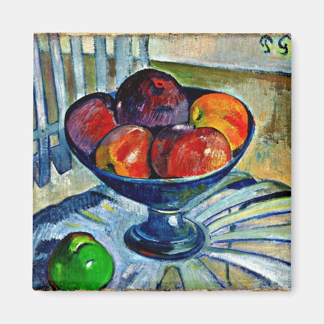 Aimant Gauguin - Plat de fruits sur une chaise de jardin (Devant)