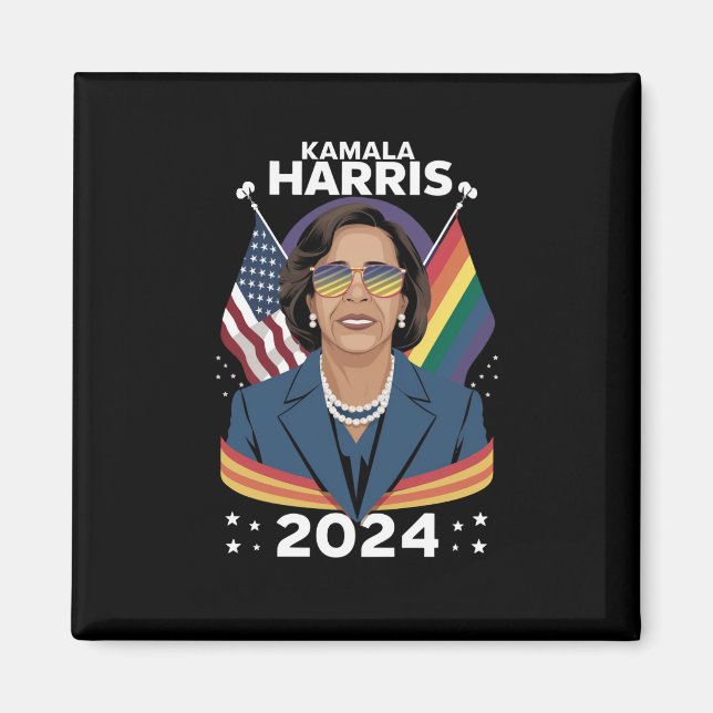 Aimant Gay pride Kamala Harris 2024 Vice-président LGBTQ+ (Devant)
