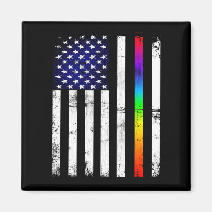 Aimant Gay pride mince Rainbow Line Drapeau américain