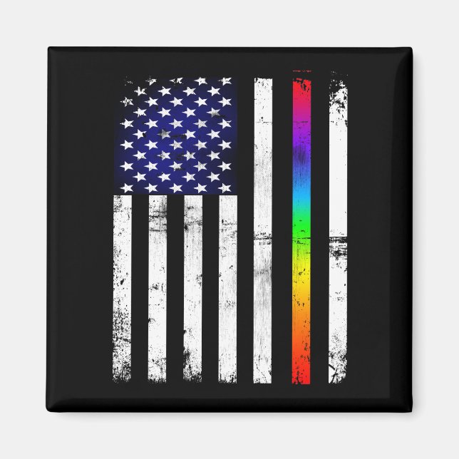 Aimant Gay pride mince Rainbow Line Drapeau américain (Devant)