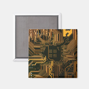 Aimant Geek Sortie carte circuit électronique orange PCB