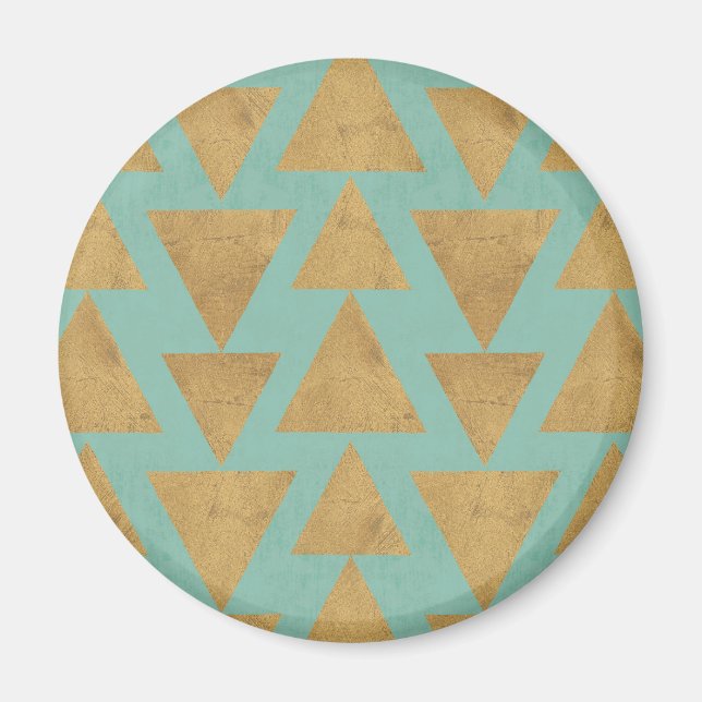 Aimant Geo Step extérieur | Motif Gold et Turquoise (Devant)