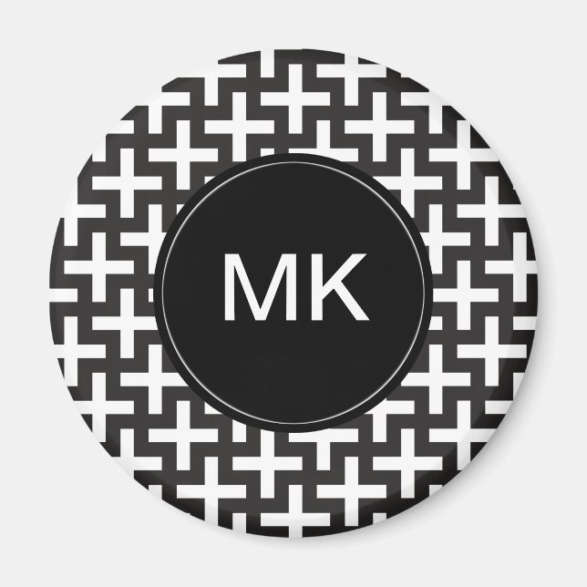 Aimant Géométrie noir et blanc (Devant)