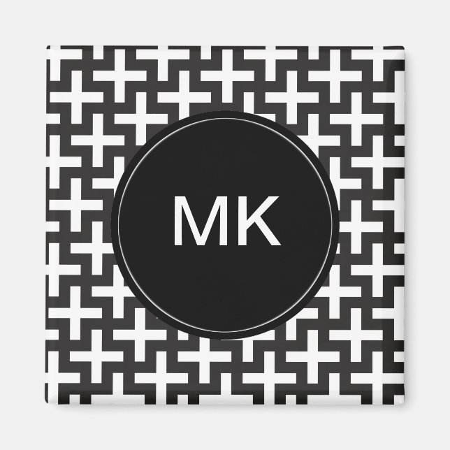 Aimant Géométrie noir et blanc (Devant)