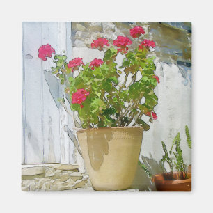 Aimant Géranium de couleur rouge