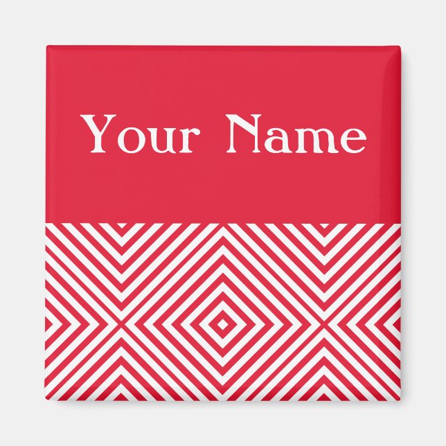 Aimant Geranium Diamond Chevron avec nom (Devant)