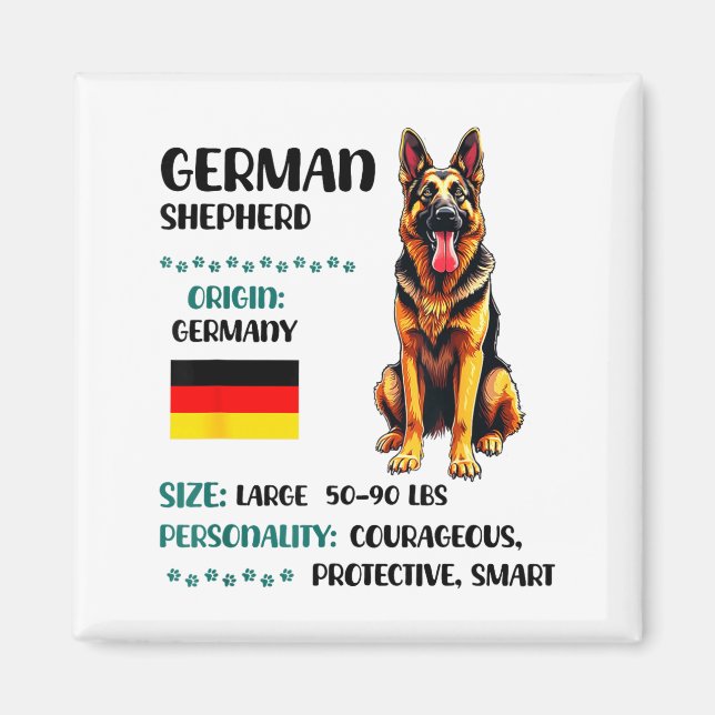Aimant German Shepherd Origin Funny German Shepherd Lover (Devant)
