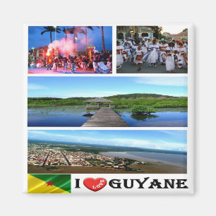 Aimant GF - Guyane française - I Love - Collage