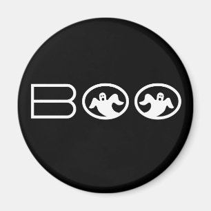 Aimant Ghomajorité Boo Halloween Magnet, noir et blanc