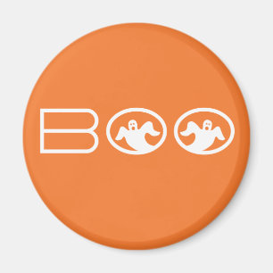 Aimant Ghomajorité Boo Halloween Magnet, orange et blanc