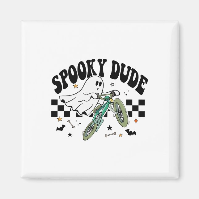 Aimant Ghost Cyclisme Vélo Retro Halloween Party C (Devant)