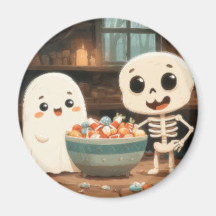 Aimant Ghost mignonne & Squelette avec bol à bonbons - Ai