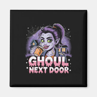 Aimant Ghoul à côté Zombie Girl Retro Halloween Tee