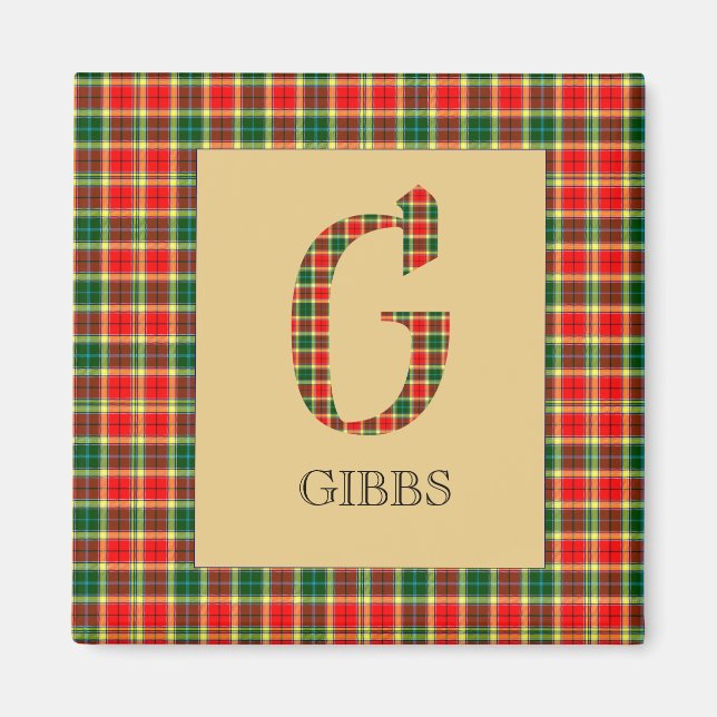 Aimant Gibbs Tartan Monogramme G (Devant)