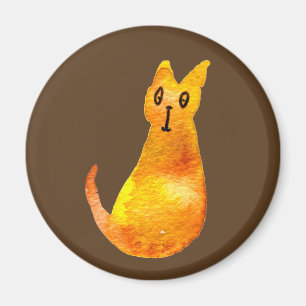 Aimant Ginger cat mignon aquarelle illustration art