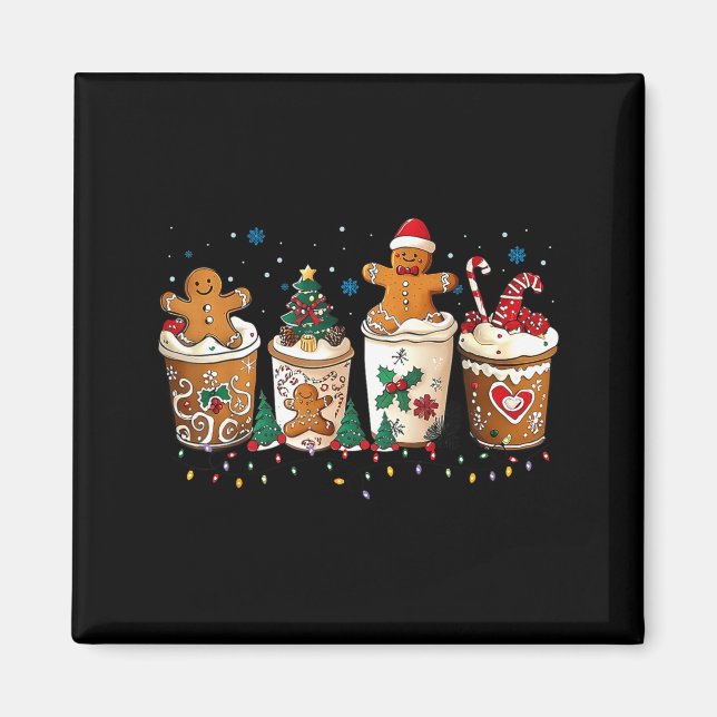 Aimant Gingerbread Christmas Coffee Cute Sweet Winter Hol (Devant)
