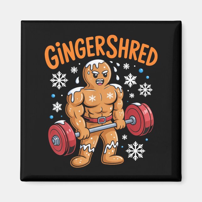 Aimant Gingershred Christmas Gym Workout Funny Gingerbrea (Devant)