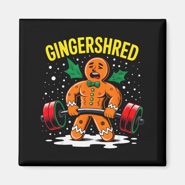 Aimant Gingershred Funny Gingerbread Man Gym Bodybuilding (Devant)