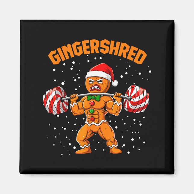 Aimant Gingershred Funny Gingerbread Man Gym Bodybuilding (Devant)
