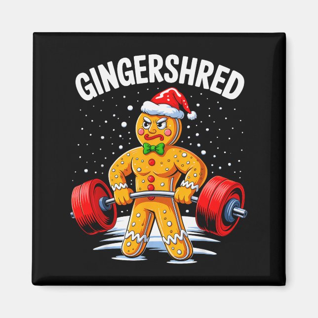 Aimant Gingershred Funny Gingerbread Man Gym Bodybuilding (Devant)
