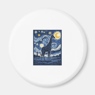 Aimant Girafe Nuit Étoilée Vintage