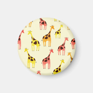 Aimant Giraffe de dessin : Motif Vintage coloré.
