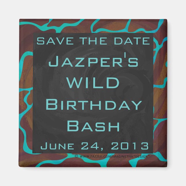 Aimant Giraffe Impression Brown et Turquoise (Devant)