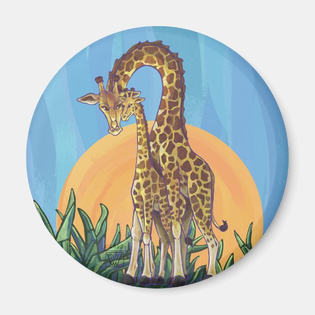 Aimant Giraffe maman et bébé (Devant)