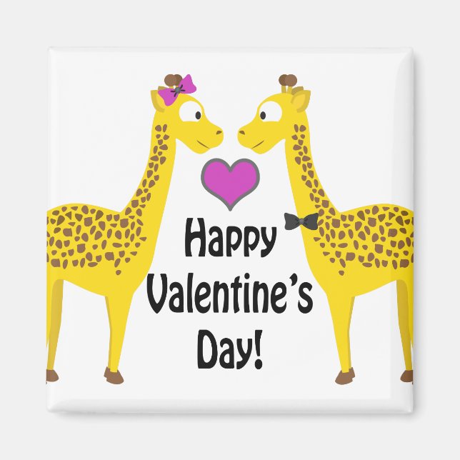 Aimant Giraffes Heureuses Saintes-Valentin (Devant)