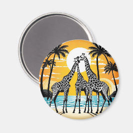 Aimant Giraffes sur la plage
