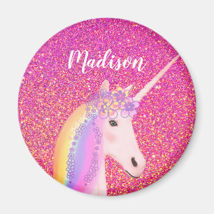 Aimant Girl Rainbow Unicorn rose Parties scintillant pers